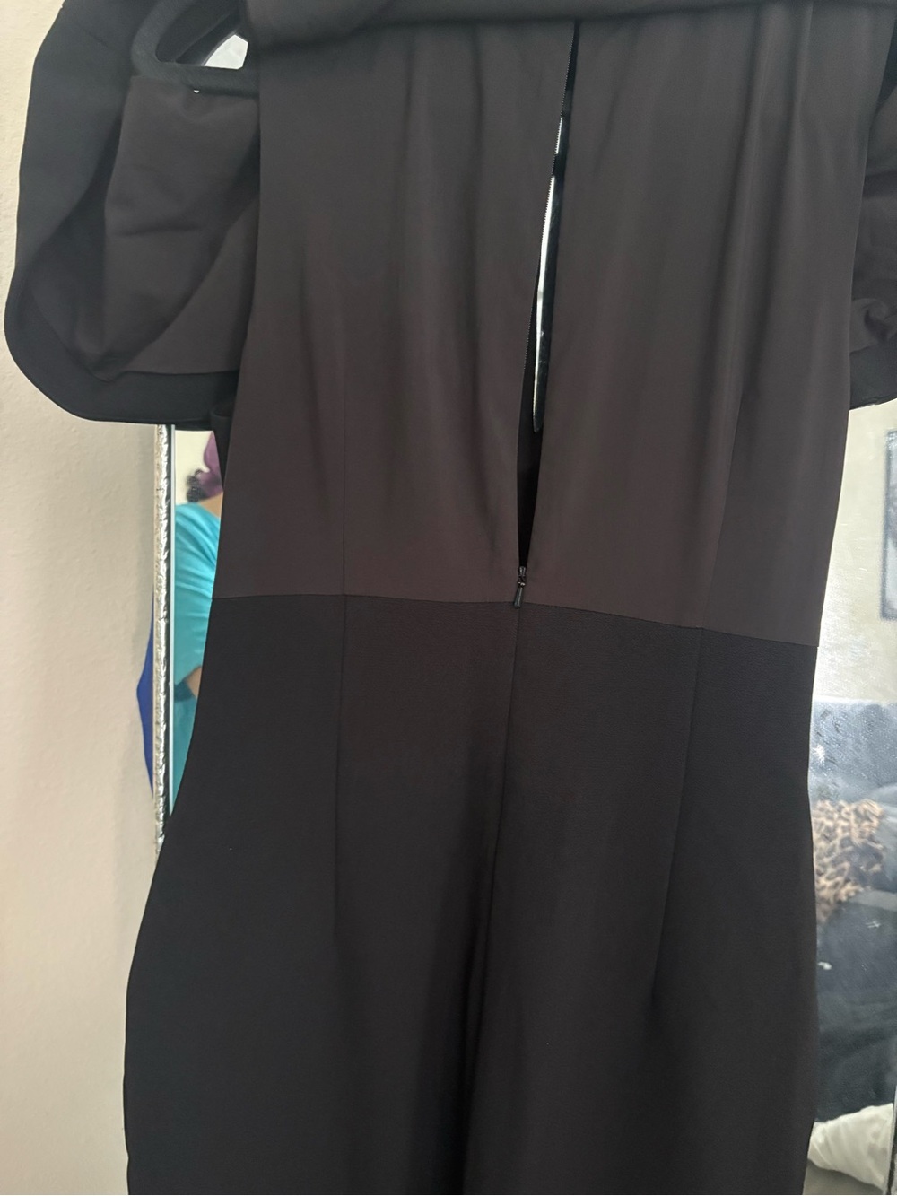 Badgley Mischka Size 8 Black Sheath Dress Sleeveless Asymmetrical Collar - Picture 7 of 8